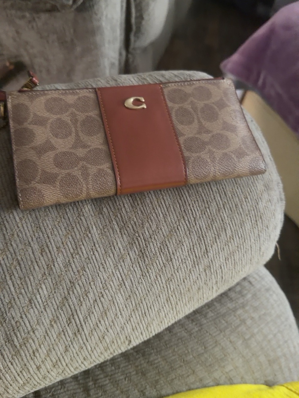 Vintage Style Coach Signature Wallet Wristlet C9065 Tan Rust